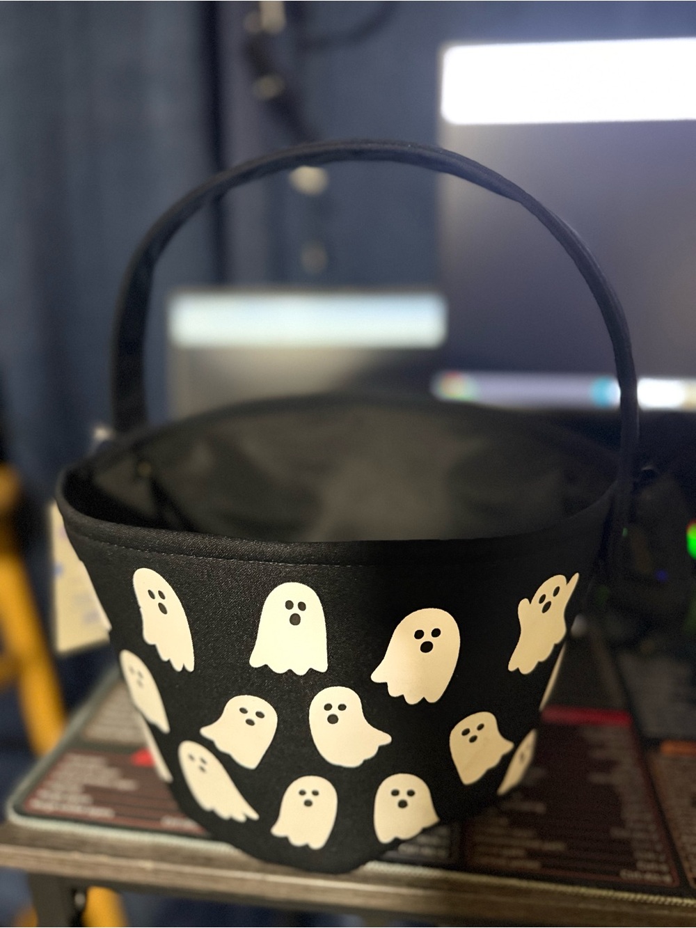Gibson Black Halloween Ghost Treat Basket